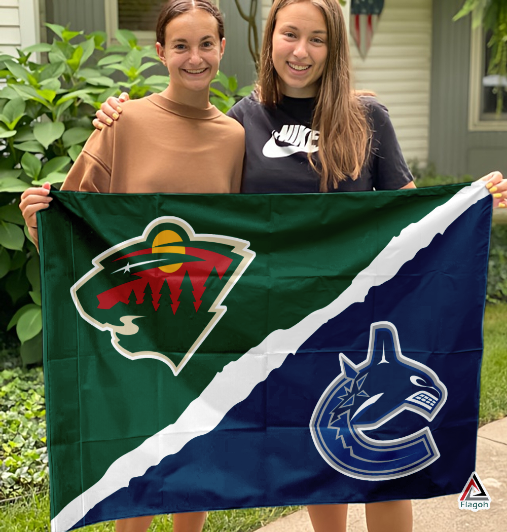 Wild vs Canucks House Divided Flag, NHL House Divided Flag - Image 3