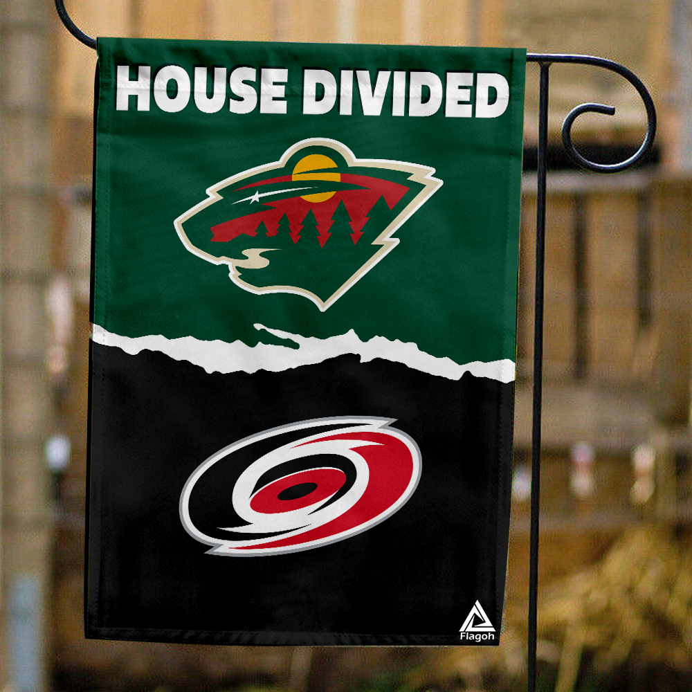 Wild vs Hurricanes House Divided Flag, NHL House Divided Flag