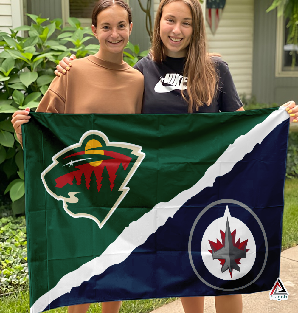 Wild vs Jets House Divided Flag, NHL House Divided Flag - Image 3