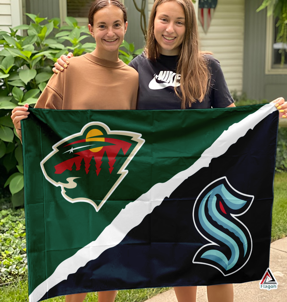Wild vs Kraken House Divided Flag, NHL House Divided Flag - Image 3