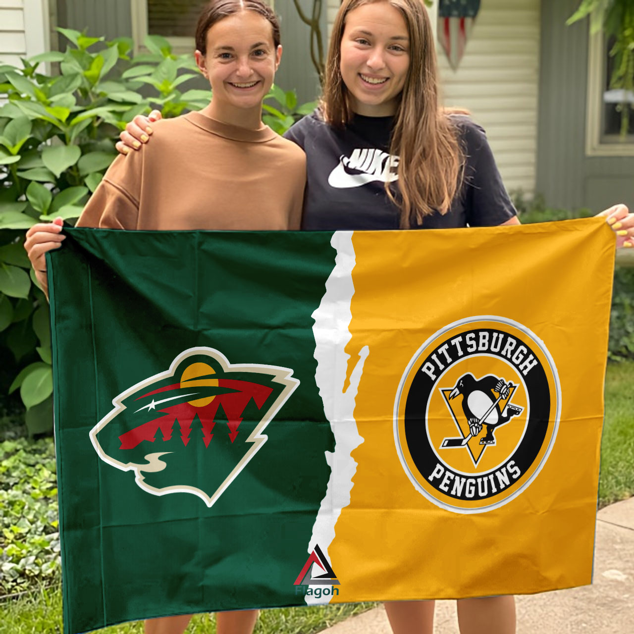 Wild vs Penguins House Divided Flag, NHL House Divided Flag - Image 3