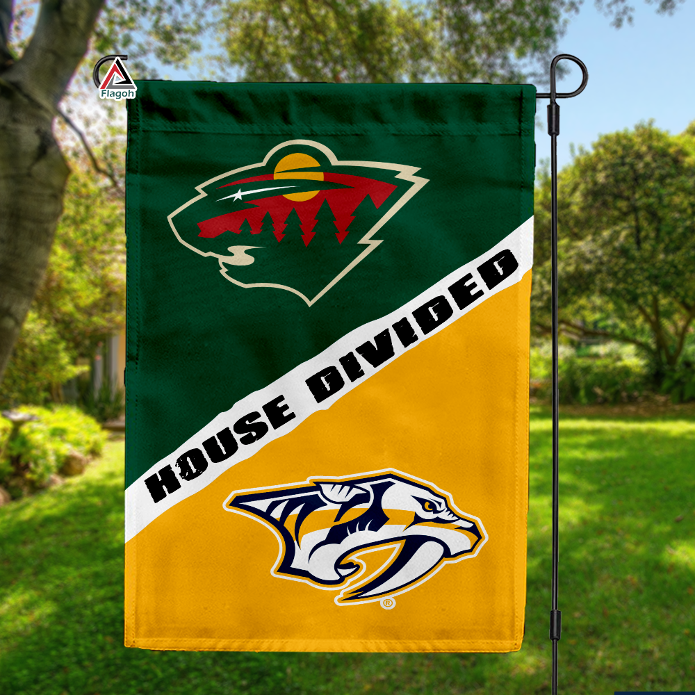 Wild vs Predators House Divided Flag, NHL House Divided Flag