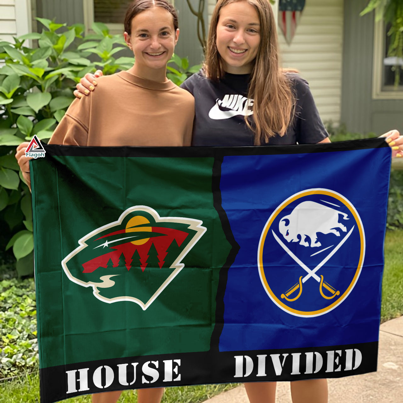 Wild vs Sabres House Divided Flag, NHL House Divided Flag - Image 3