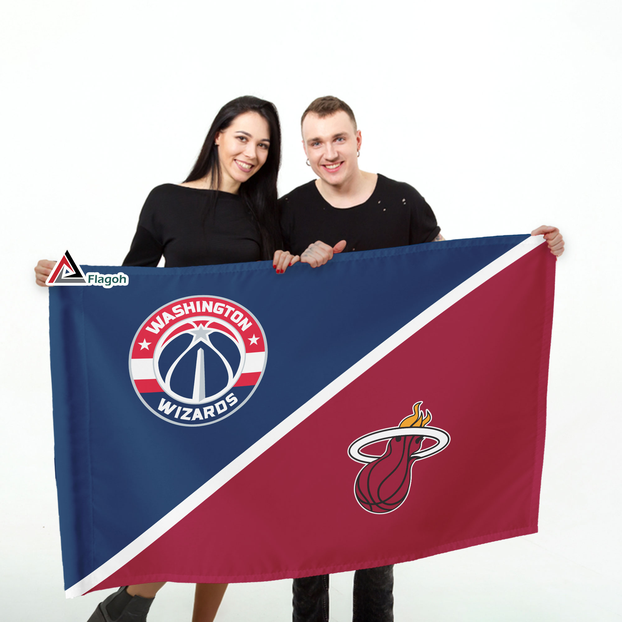 Wizards vs Heat House Divided Flag, NBA House Divided Flag - Image 3
