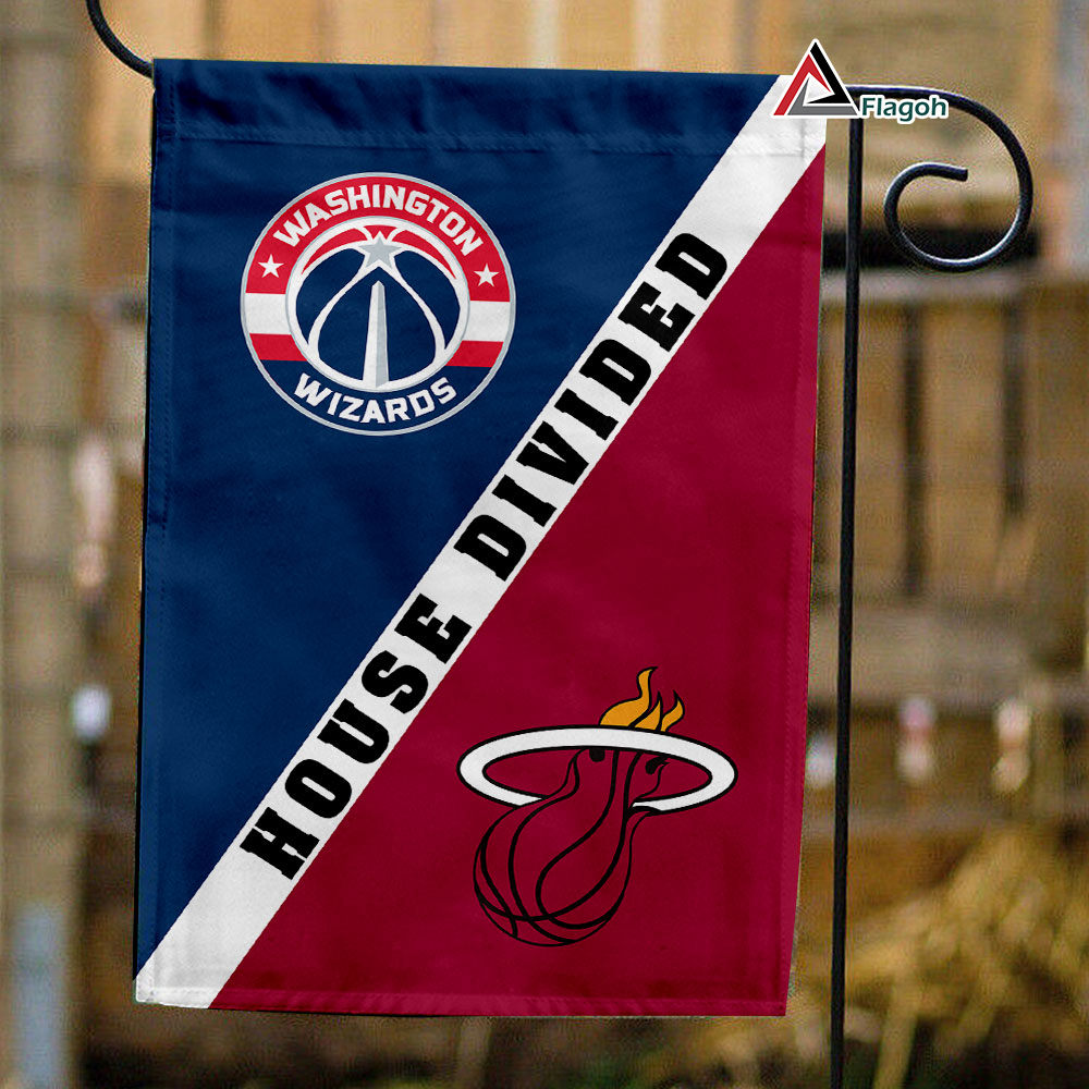 Wizards vs Heat House Divided Flag, NBA House Divided Flag