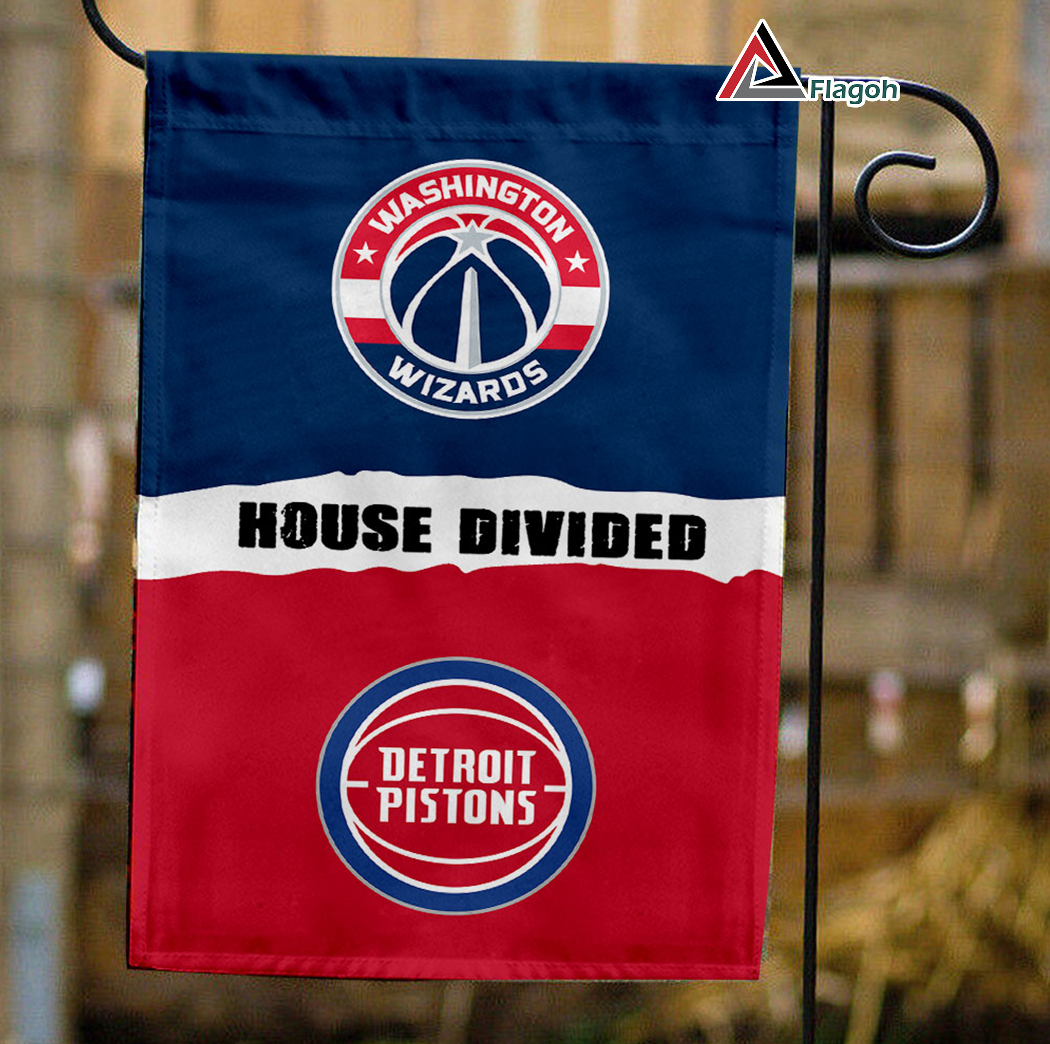 Wizards vs Pistons House Divided Flag, NBA House Divided Flag