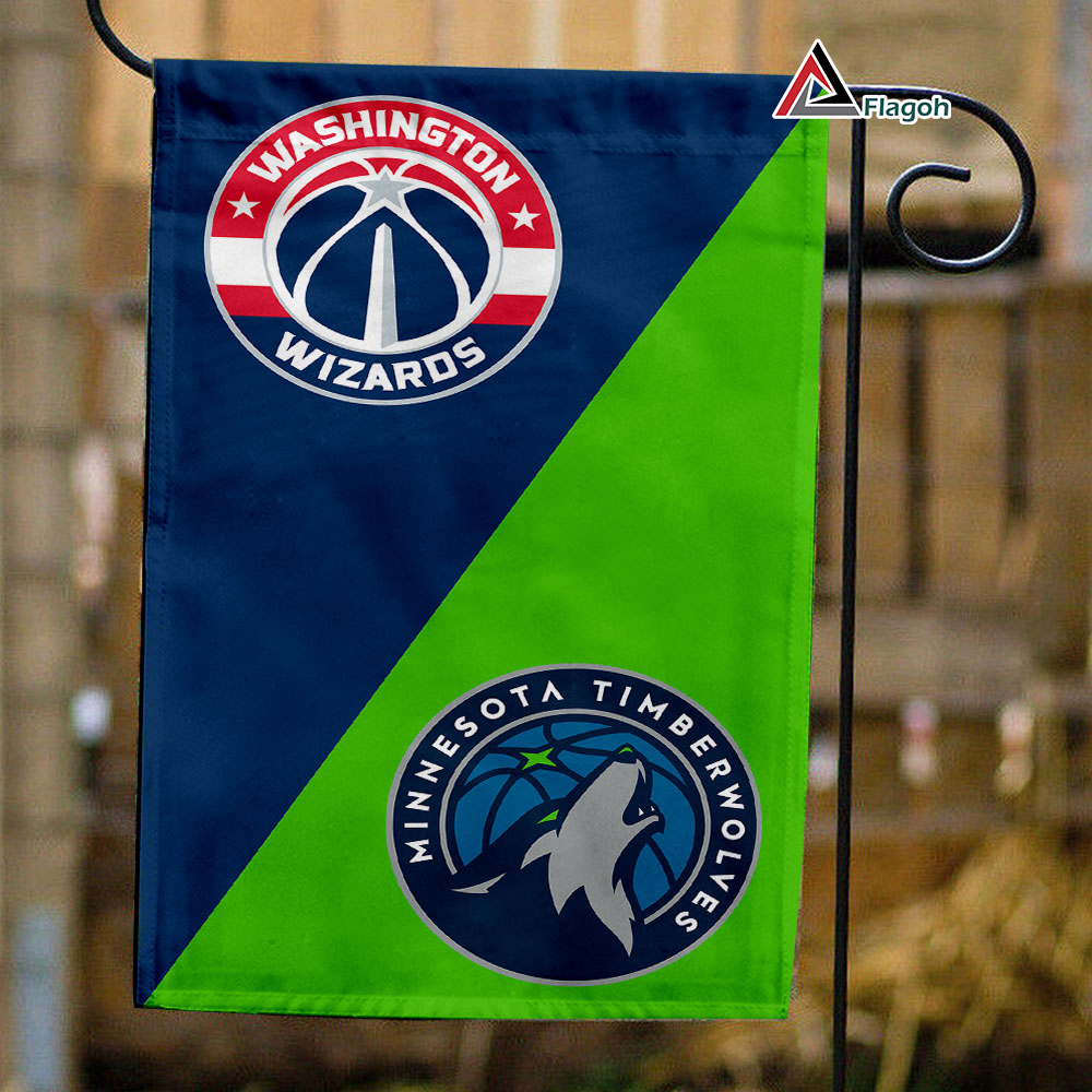 Wizards vs Timberwolves House Divided Flag, NBA House Divided Flag