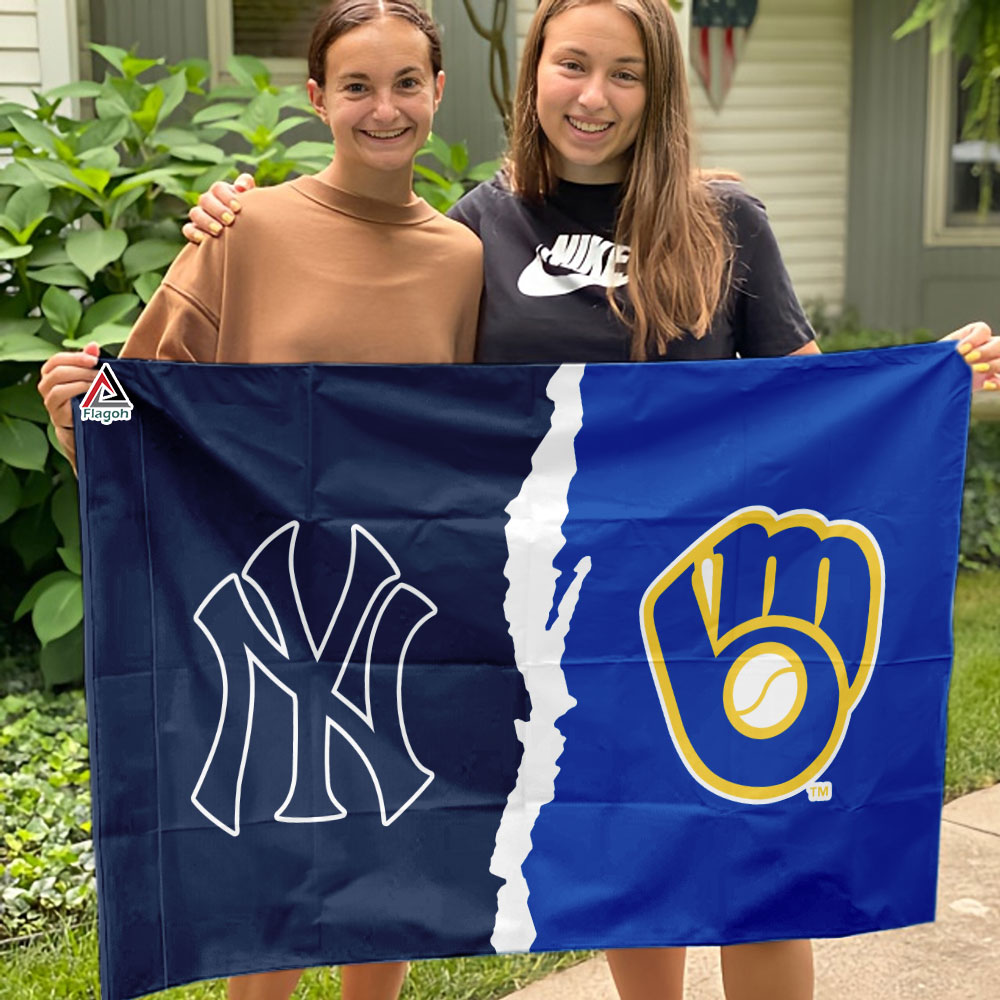 Yankees vs Brewers House Divided Flag, MLB House Divided Flag - Image 3