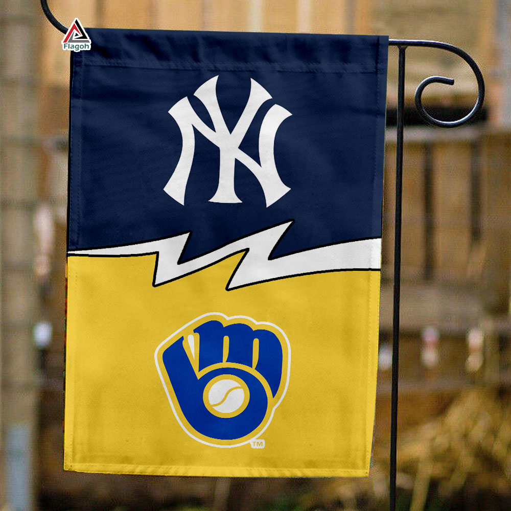 Yankees vs Brewers House Divided Flag, MLB House Divided Flag