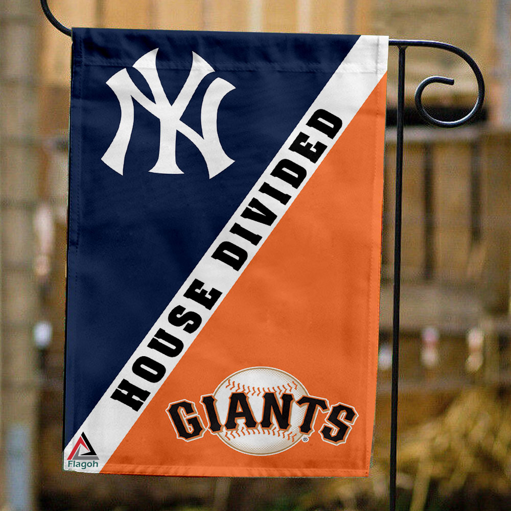 Yankees vs Giants House Divided Flag, MLB House Divided Flag