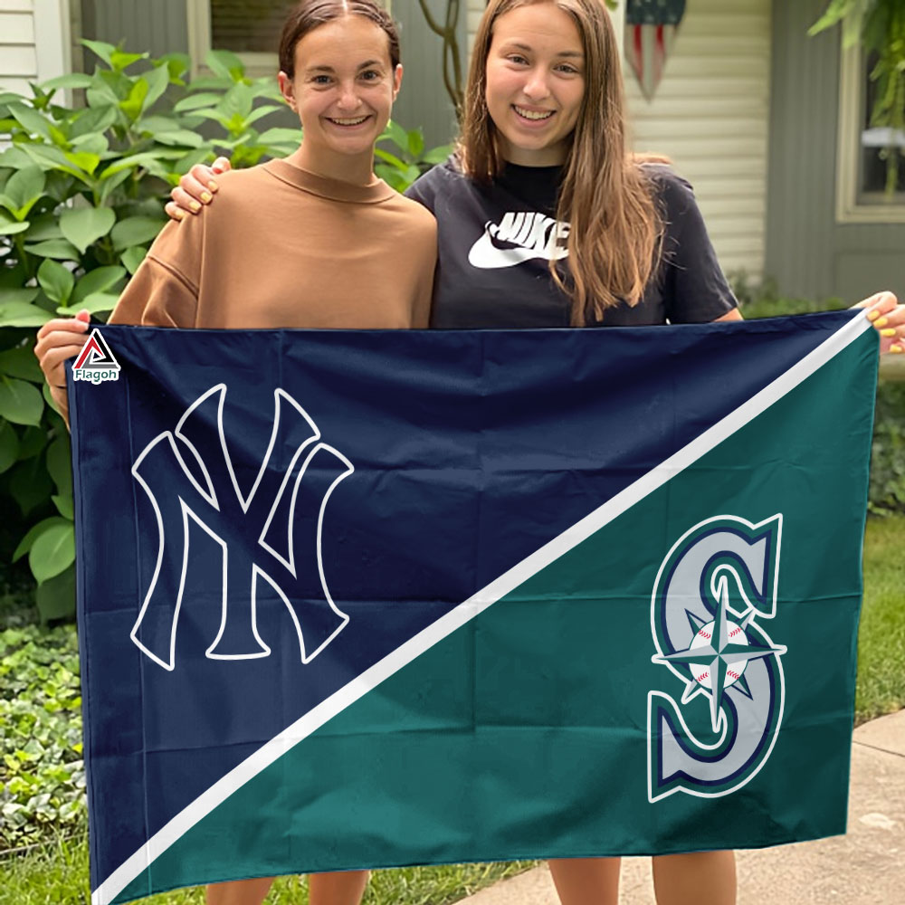 Yankees vs Mariners House Divided Flag, MLB House Divided Flag - Image 4
