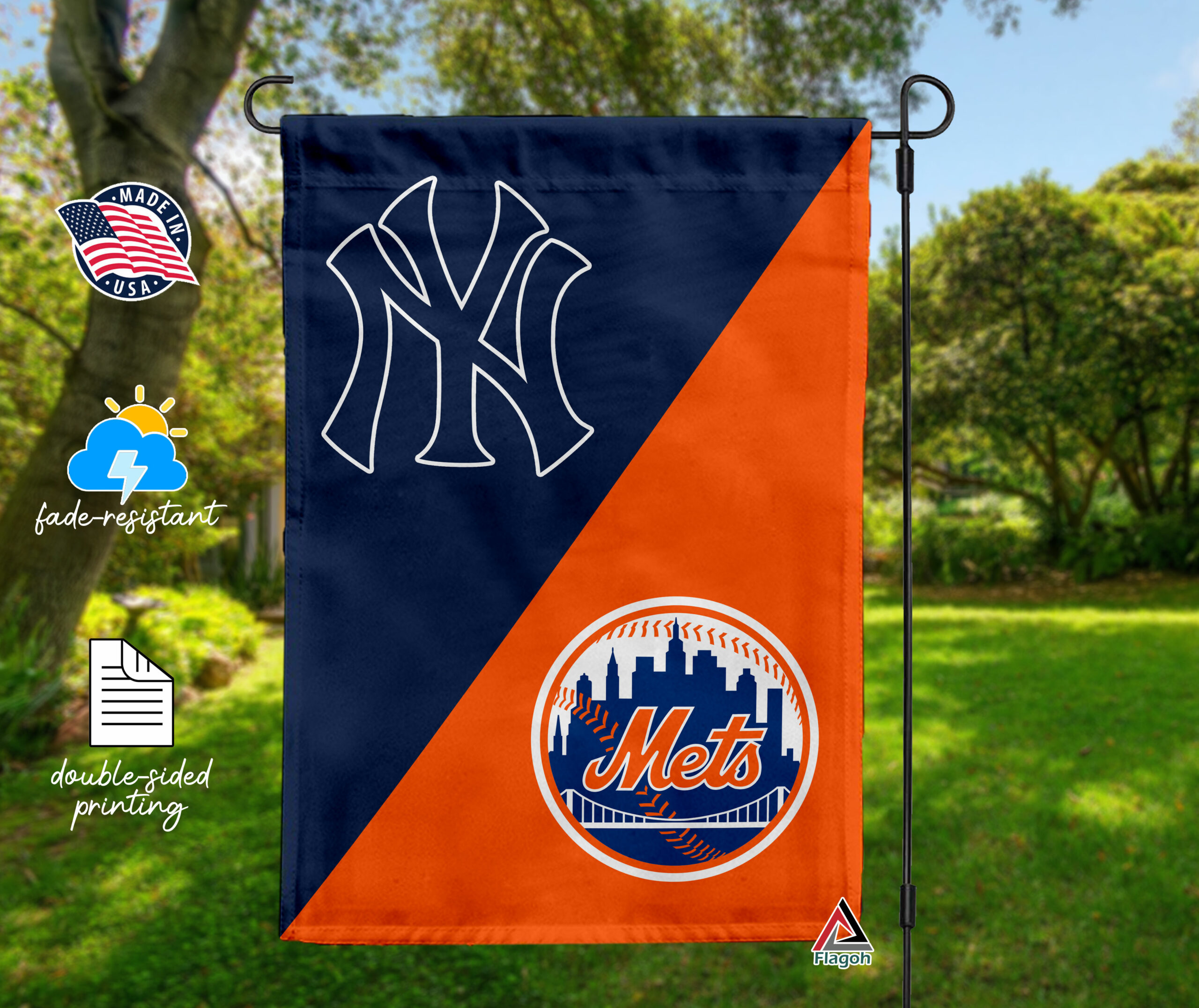 Yankees vs Mets House Divided Flag, MLB House Divided Flag - Image 4