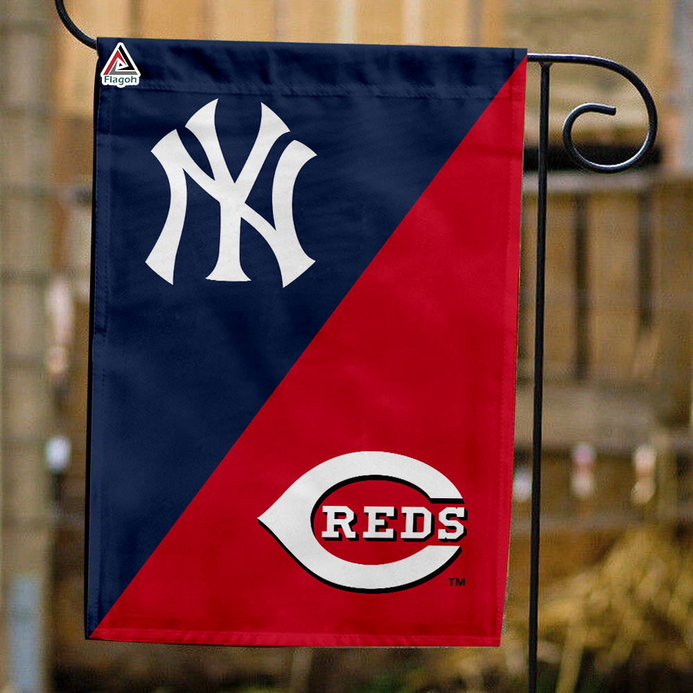 Yankees vs Reds House Divided Flag, MLB House Divided Flag